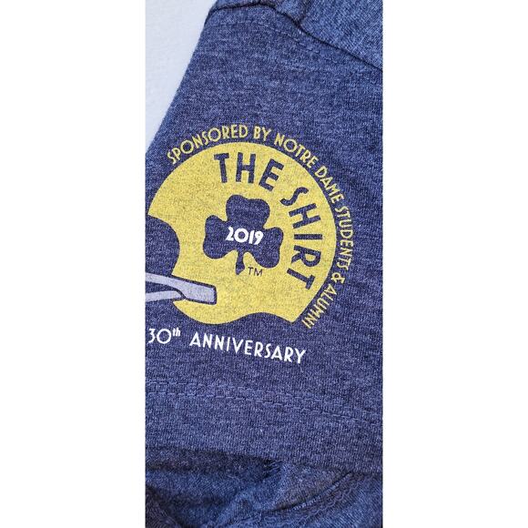 Notre Dame Football Womens T shirt Tee V neck 30 Years Size S Blue Gold Shamrock - Picture 7 of 9